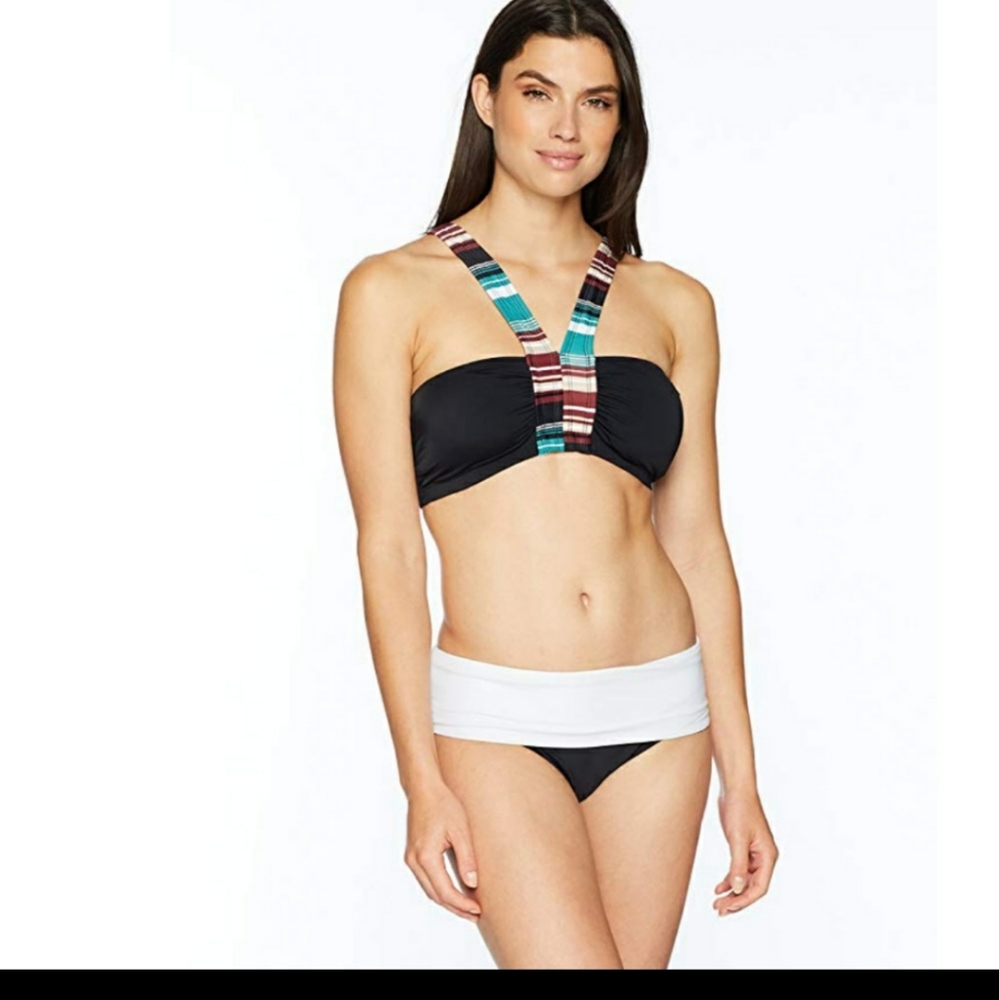 Coastal Blue Bandeau V Neck Halter Bikini Top - Picture 3 of 5